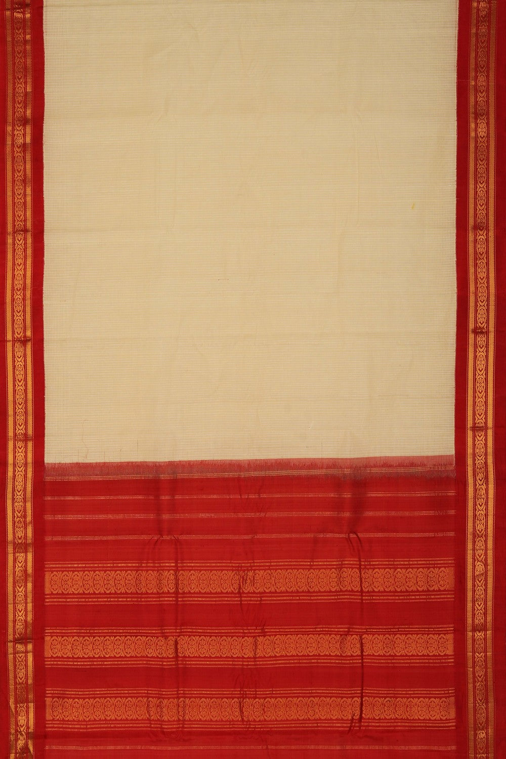 Image of Gadwal Cotton Cream Saree